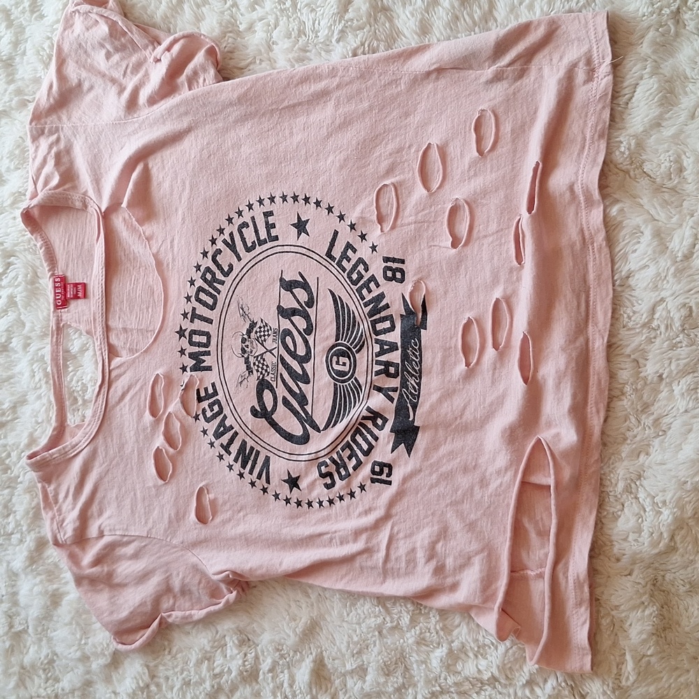 Pre-owned Guess Distressed T-Shirt Size M - Picture 7 of 11
